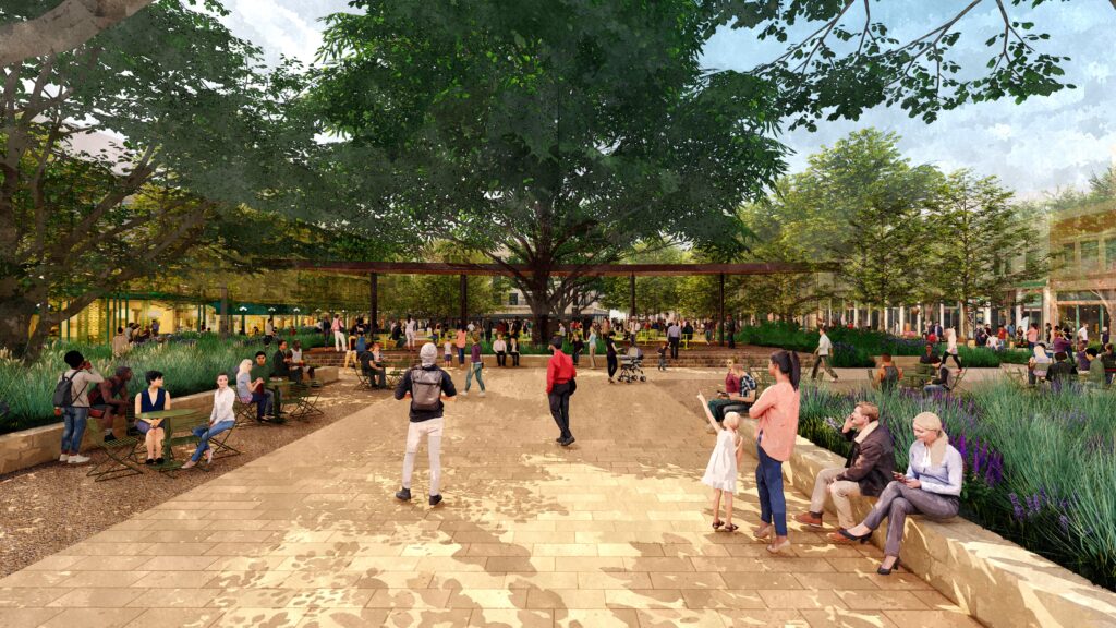 Plaza de Valero Looking toward Canopy Structure_The Alamo MP_OJB