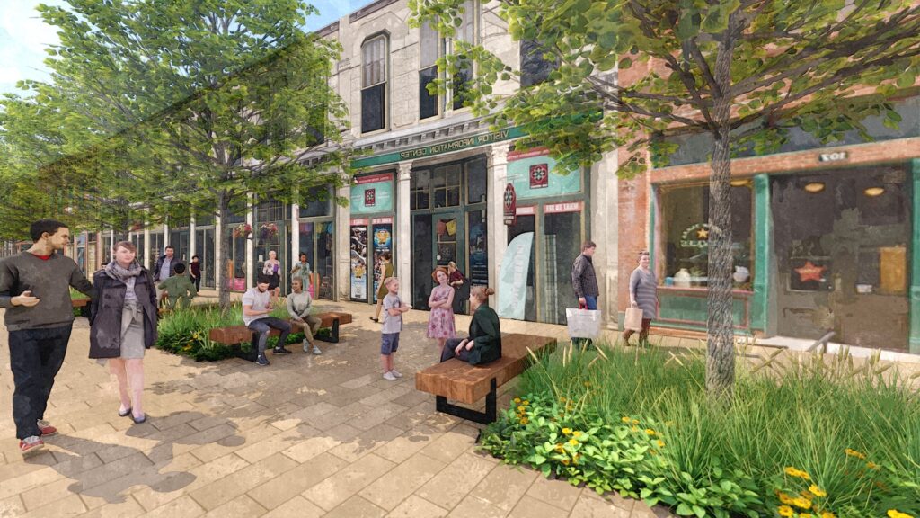 Wood Benches Along Alamo Promenade_The Alamo MP_OJB